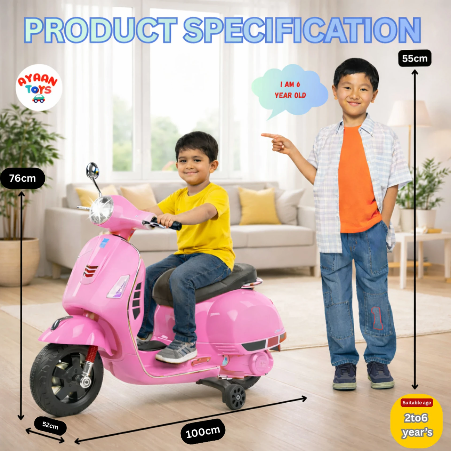 Kids Vespa dimensions and suitable age